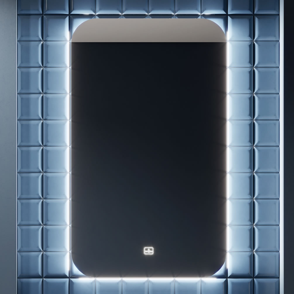 Lifestyle image of Villeroy & Boch More to See Lite 600 x 1000mm Curved Corner LED Mirror